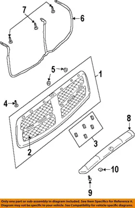 5073297AB CHRYSLER OEM Hood Grille 1500 Ram