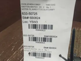633-50725 HONDA Ignition Switch Cylinder Key Civic