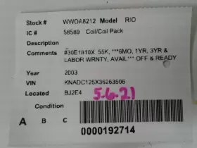 610-58589 KIA Coil Ignitor Rio #3