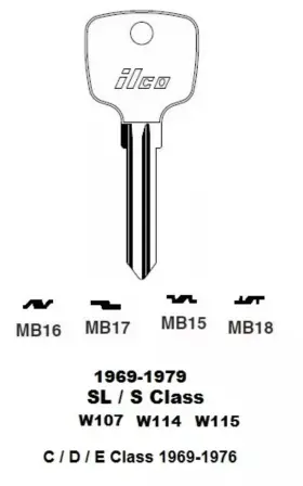 MB18 MERCEDES Master Key Blank Sel Sec Sl Se 250 350 450 #3
