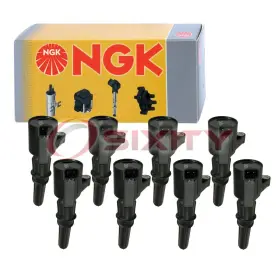Ngk Sx-5262 8 Pc Ignition Coil For 1997-2010 Ford F-150 4.6l 5.4l V8 Spark Plug Wire Fj