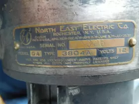 3804A NORTH EAST ELECTRIC CO Brothers Starter Generator Mdl #2