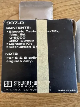 997-R STEWART WARNER Nos Electric Tachometer Tach Cylinder