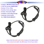 2 Abs Wheel Speed Sensor Front Lh Or Rh Fit For Ford Focus 2008-2011 8s4z2c204a. Fixed Price $22.50.
