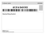 Genuine Bmw Starter/stop Switch 61-31-6-949-913 New. Fixed Price $103.63.