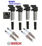 Oem Ignition Coil Delphi & Spark Plug Double Platinum Bosch (4sets) For Bmw 2.0l. Fixed Price $198.52.
