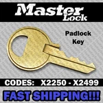 Master Lock Padlock Replacement Key Cut To Your Code X2250 - X2499. Fixed Price $7.99.