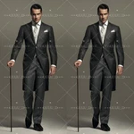 Black Men's Formal Suits With Tail Peak Lapel Wedding Groom Party Prom Tuxedos. Fixed Price $59.37.