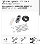 Cylinder. Ignition. Kit. Lock. Uncod Oem New 15264798 Aura/g6/malibu. Fixed Price $75.00.